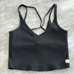 Vuori Ribbed Crop Tank Top - Black